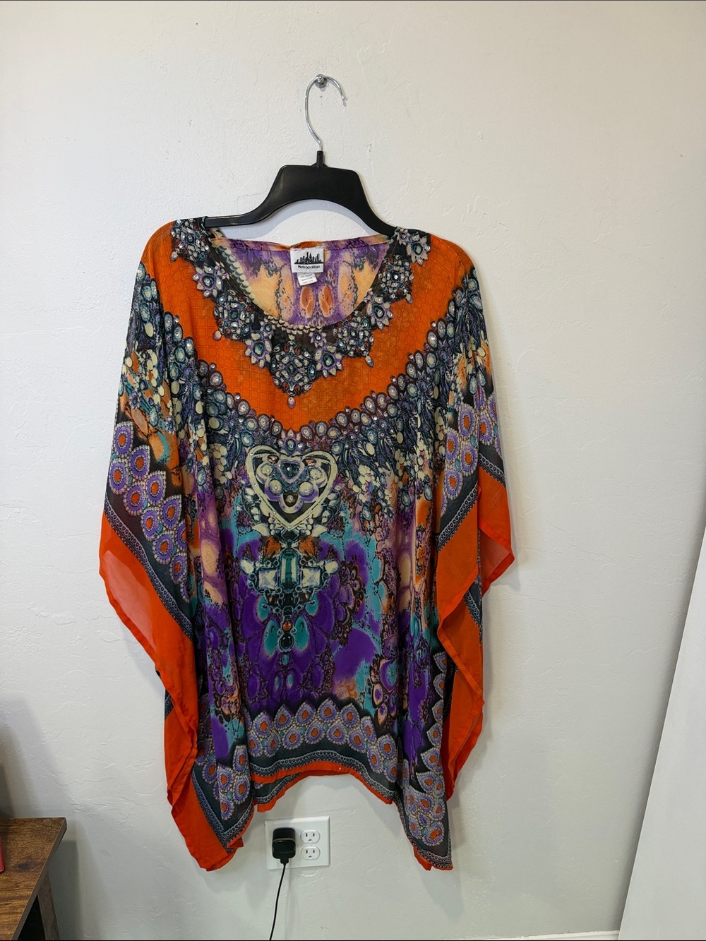 Bohemian Paisley Tunic Top in Orange & Purple